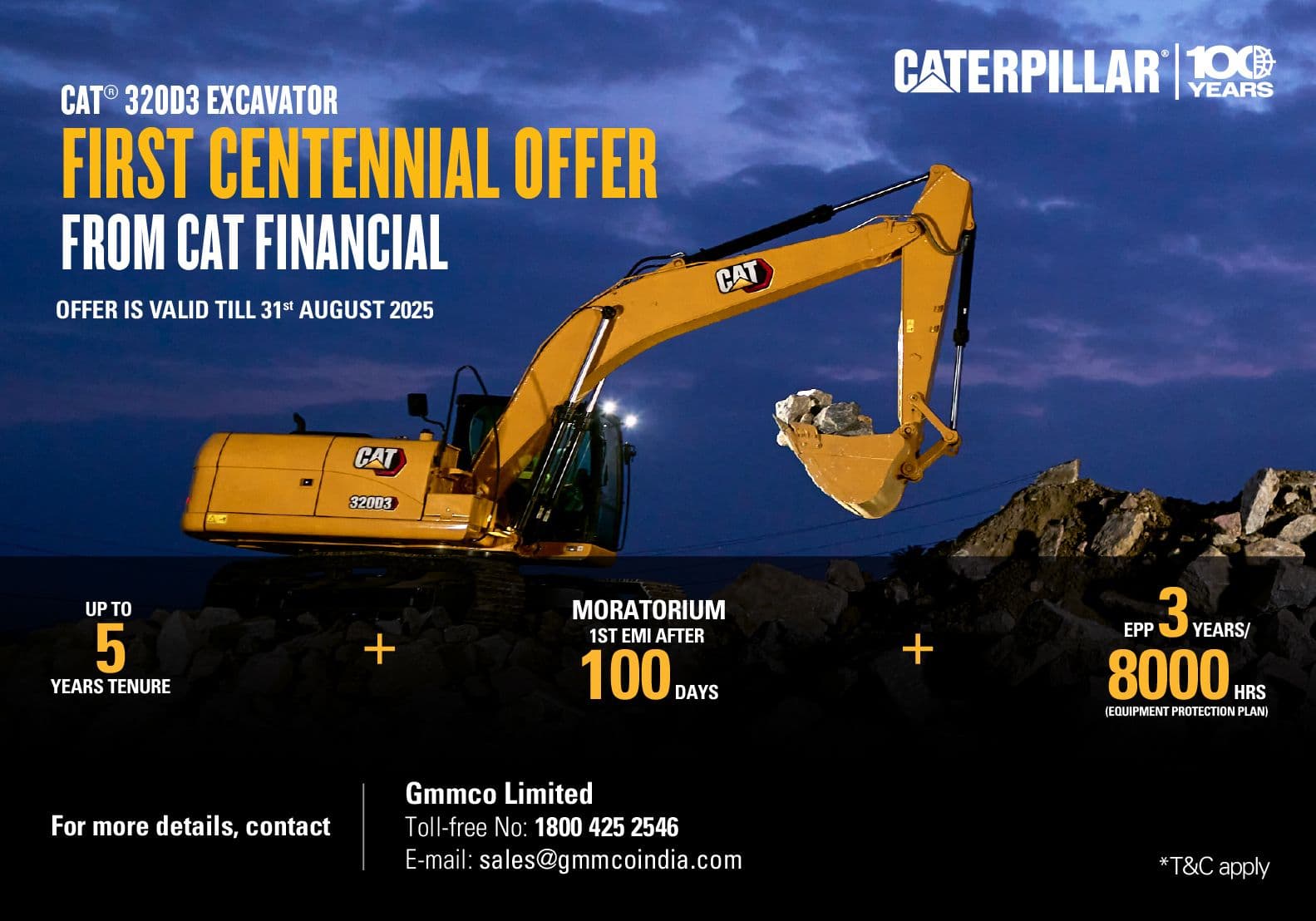 Own the Power of Cat® 320D3 with the Centennial Offer from Cat Financial