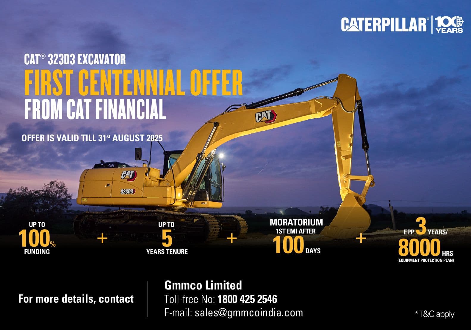 Build Big with the Centennial Offer on Cat® 323D3 Excavator!