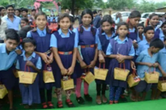 A cheerful moment outside the school building